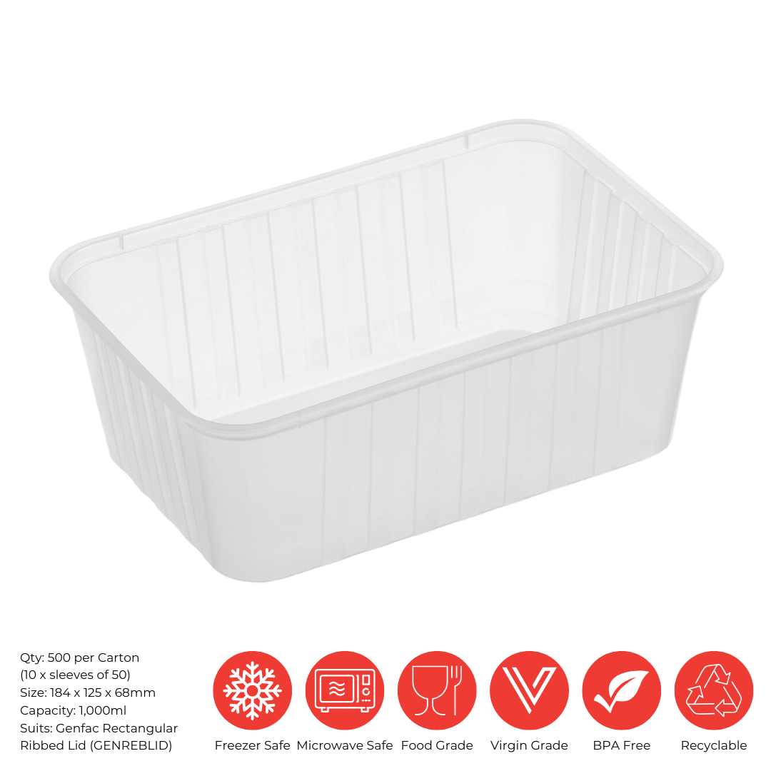Retail Rib Container Ribbed Rectangular Container 1000ml - Milestone Chemicals Australia Pty Ltd