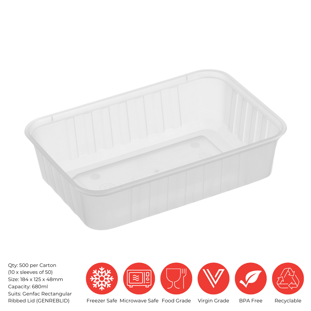 Rectangular Plastic Container With Ribbon Ribbed Rectangular Container 680ml - Milestone Chemicals Australia Pty Ltd